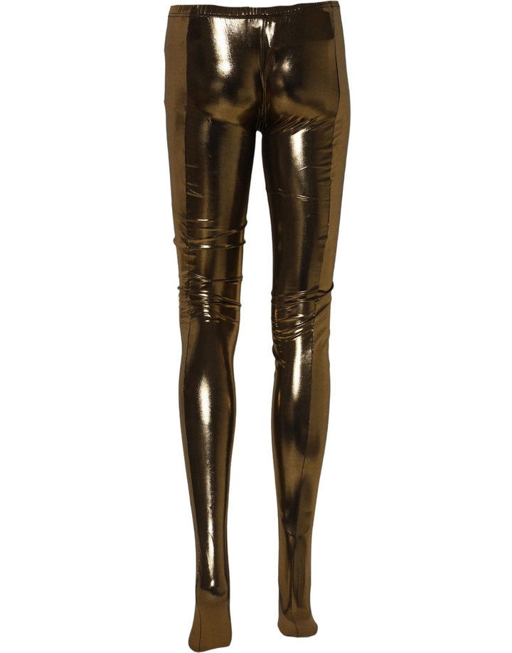 Women’s Dolce &amp; Gabbana Gold Metallic Leggings Pantyhose Stockings Socks