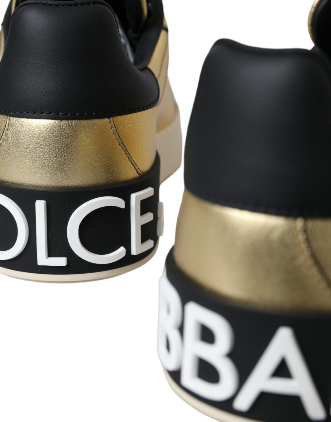 Dolce &amp; Gabbana Gold Portofino Calf Leather Sneakers Women Shoes
