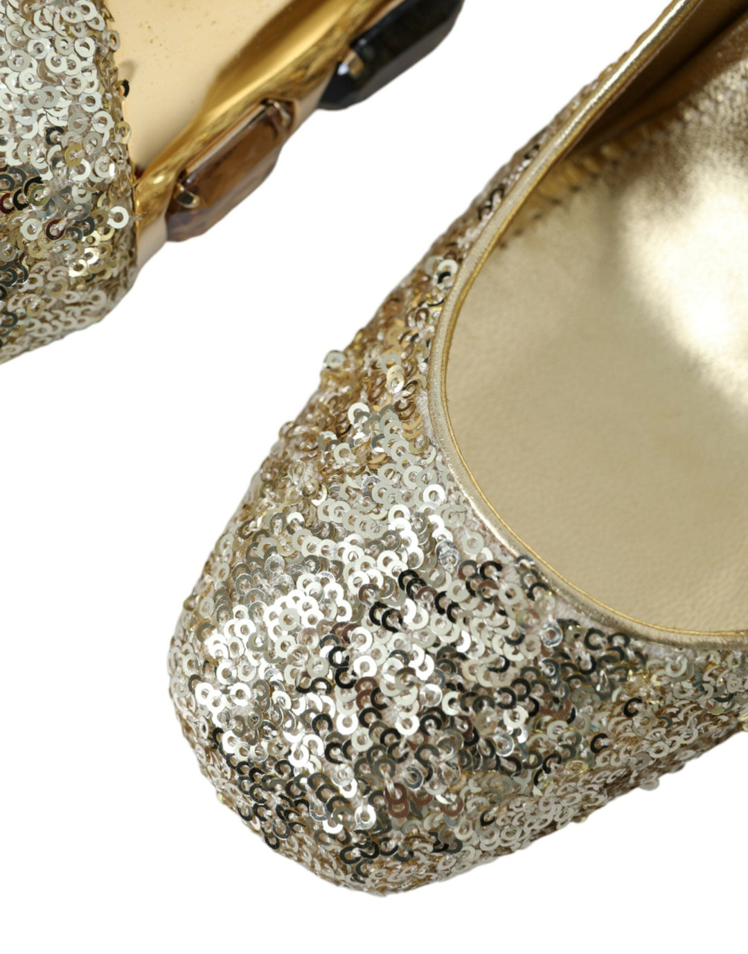 Women’s Dolce &amp; Gabbana Gold Sequin Crystal Heels Pumps Shoes