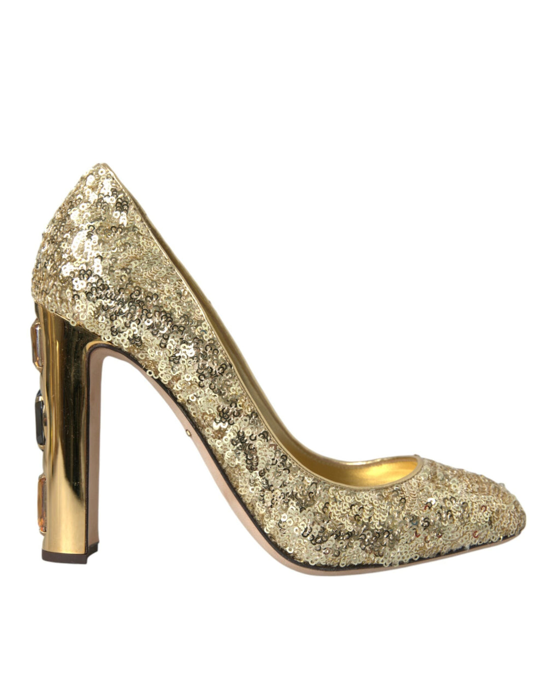 Women’s Dolce &amp; Gabbana Gold Sequin Crystal Heels Pumps Shoes