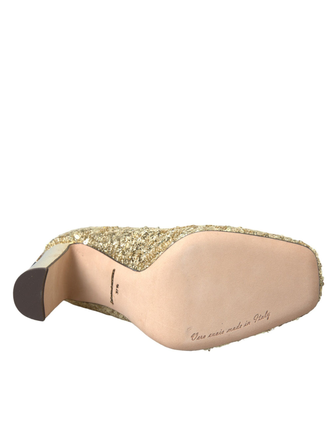 Women’s Dolce &amp; Gabbana Gold Sequin Crystal Heels Pumps Shoes