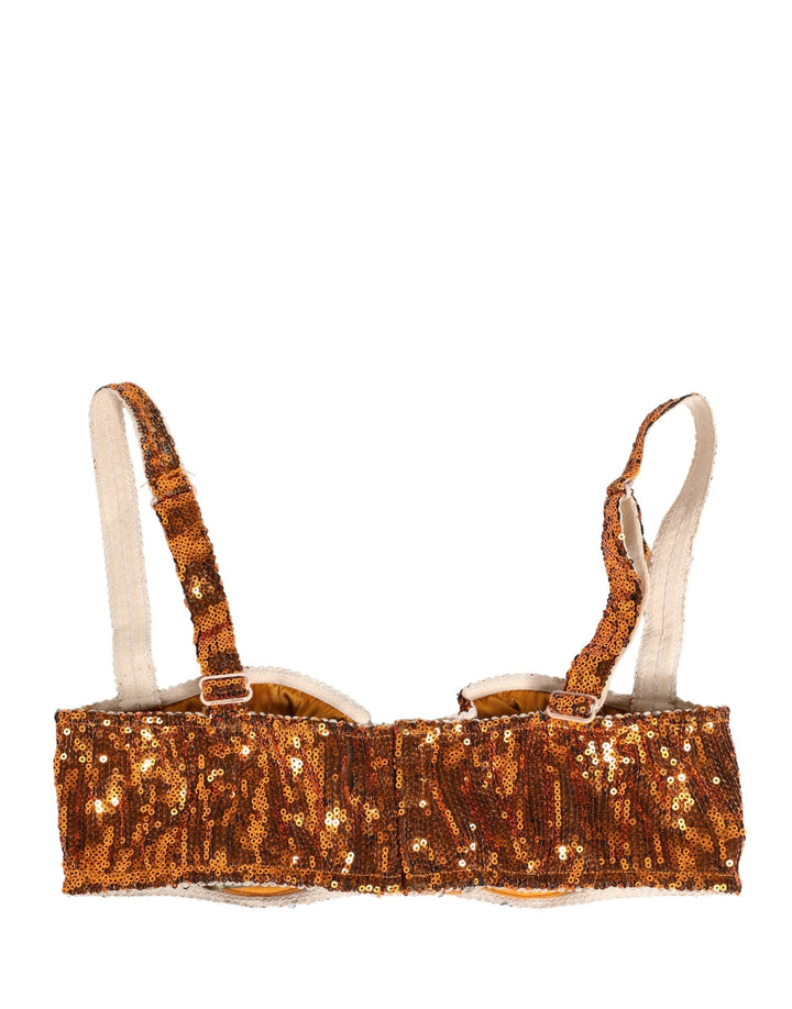 Women’s Dolce &amp; Gabbana Gold Sequined Nyon Balconnet Bra Underwear