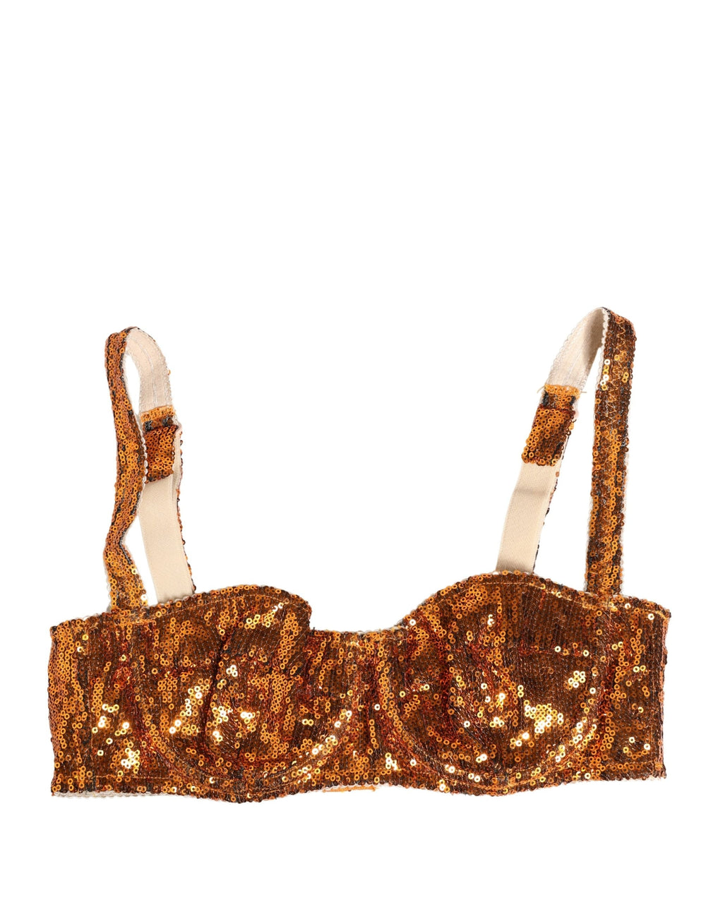 Women’s Dolce & Gabbana Gold Sequined Nyon Balconnet Bra Underwear