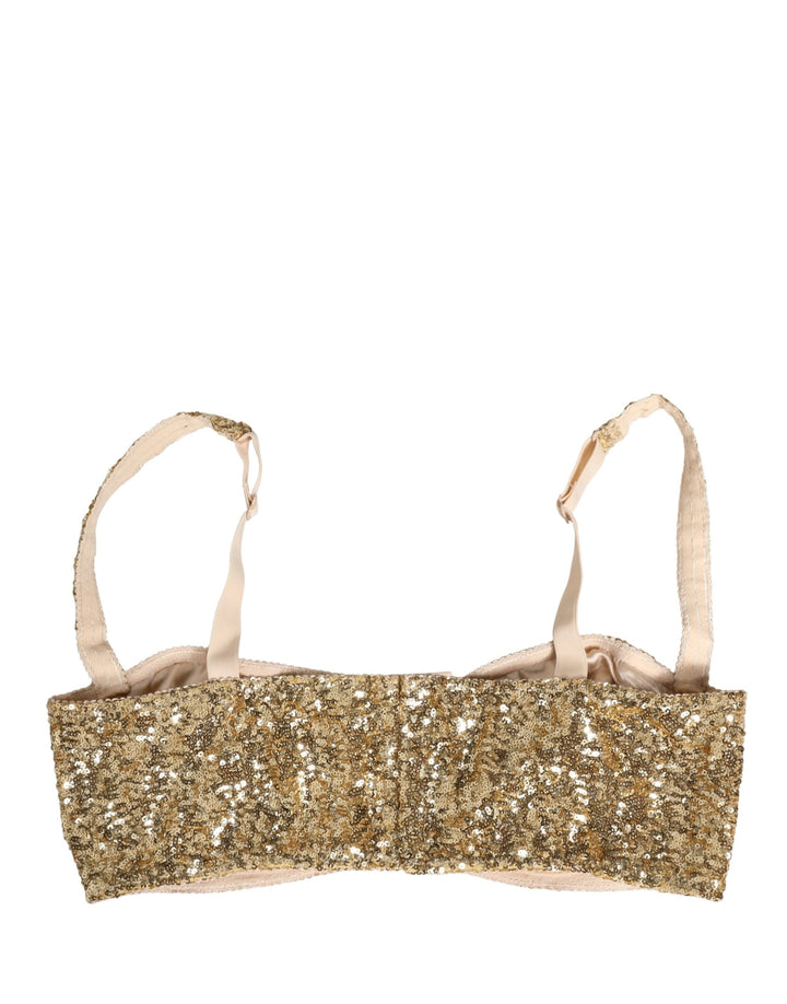 Women’s Dolce &amp; Gabbana Gold Sequined Semi-pad Underwire Bra Underwear