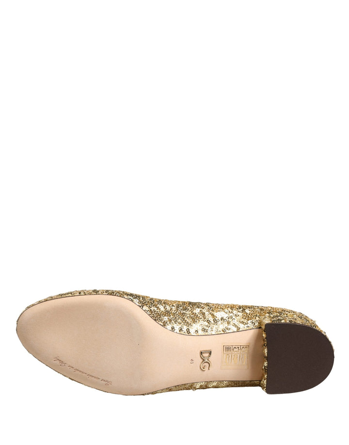 Dolce &amp; Gabbana Gold Sequined Short Boots Stretch Shoes
