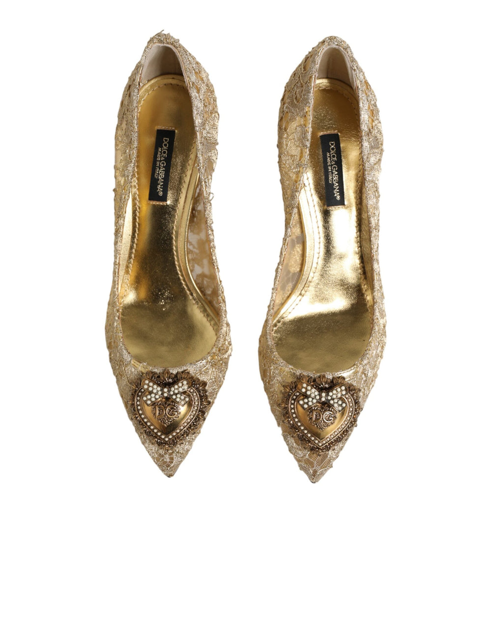 Women’s Dolce & Gabbana Gold Taormina Lace Devotion Pumps Shoes