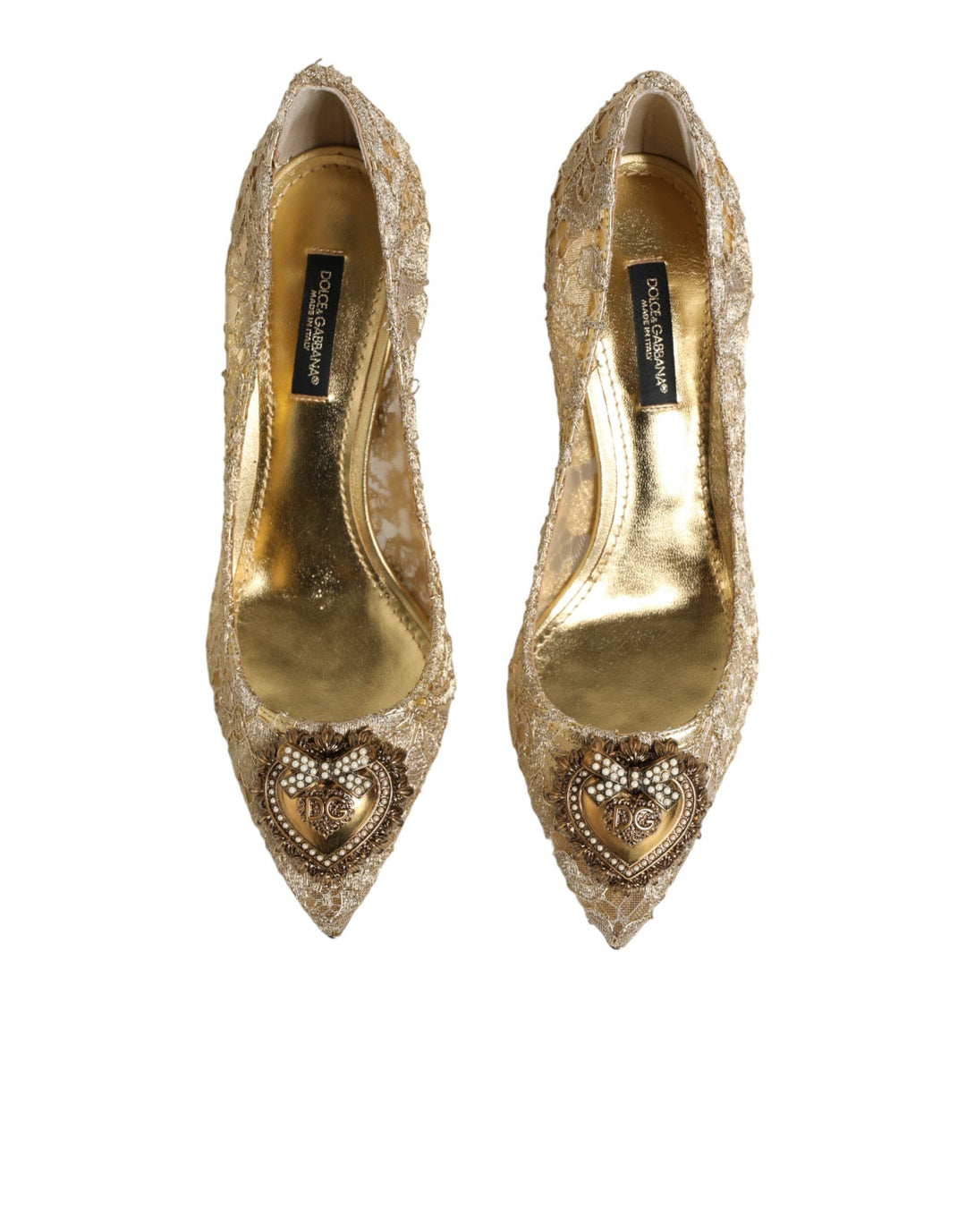 Women’s Dolce &amp; Gabbana Gold Taormina Lace Devotion Pumps Shoes