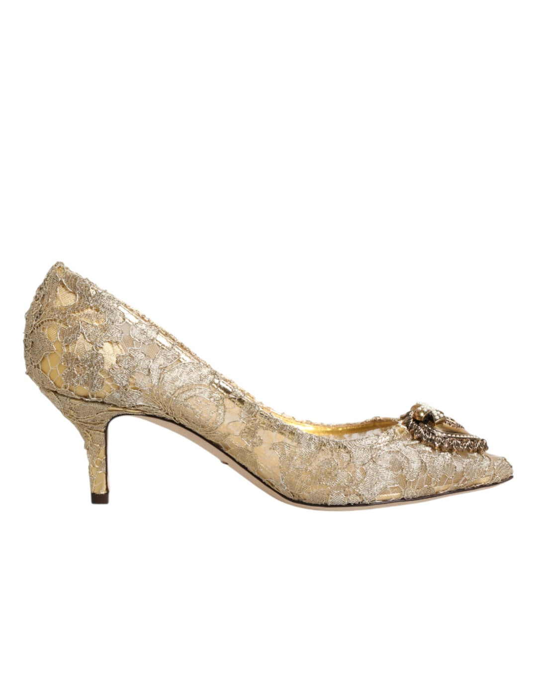 Women’s Dolce &amp; Gabbana Gold Taormina Lace Devotion Pumps Shoes