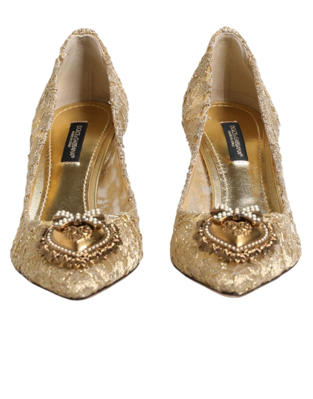 Women’s Dolce &amp; Gabbana Gold Taormina Lace Devotion Pumps Shoes