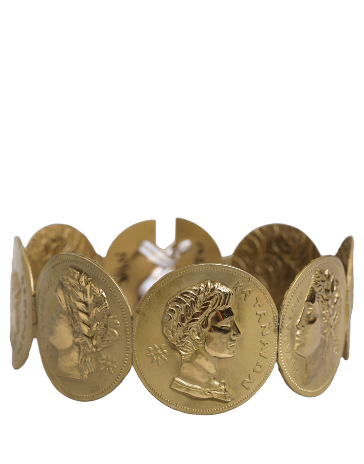 Women’s Dolce &amp; Gabbana Gold Tone Brass Coin Metal Waist Cintura Belt