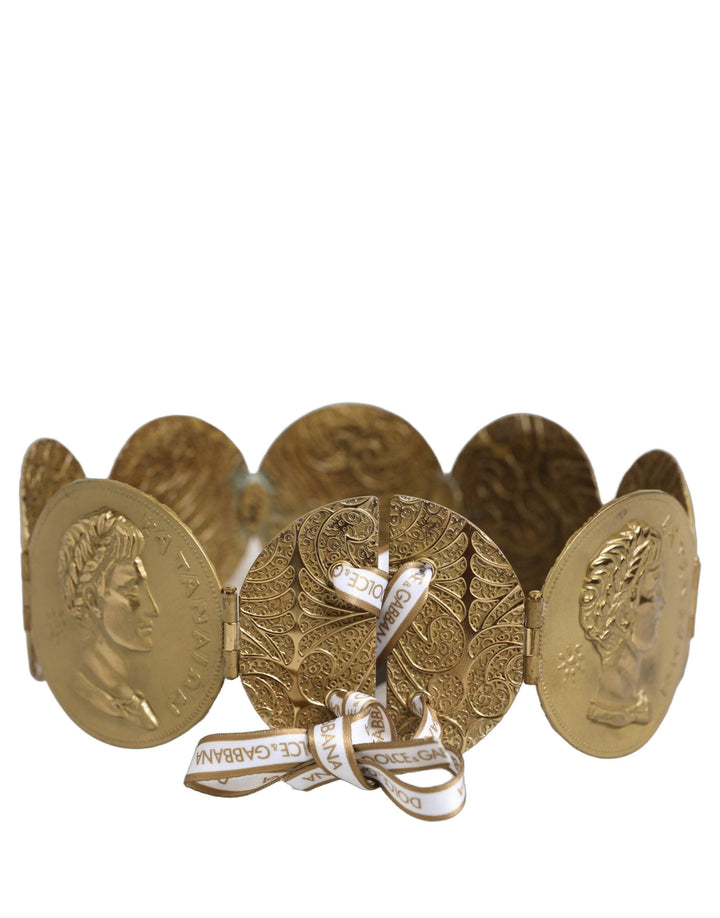 Women’s Dolce &amp; Gabbana Gold Tone Brass Coin Metal Waist Cintura Belt