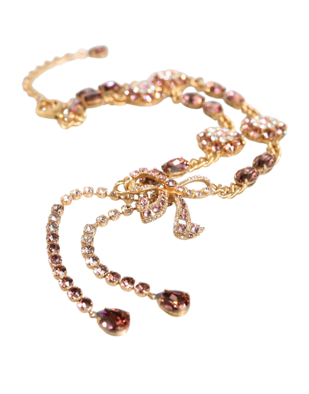 Women’s Dolce &amp; Gabbana Gold Tone Brass Crystal Embellished Waist Chain Belt
