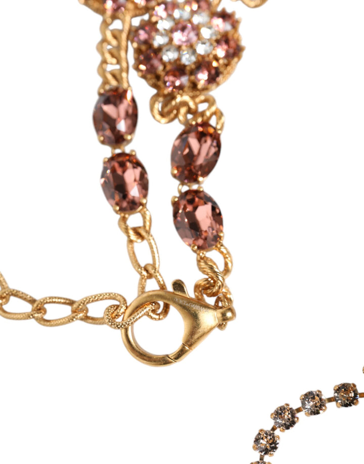 Women’s Dolce &amp; Gabbana Gold Tone Brass Crystal Embellished Waist Chain Belt