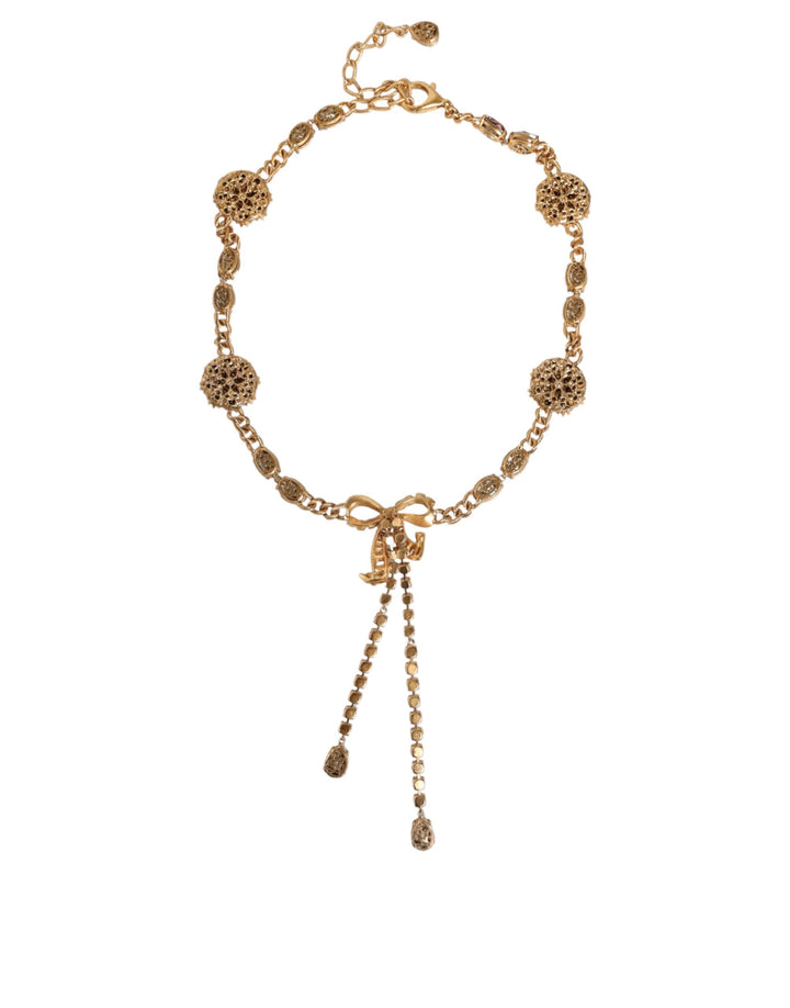 Women’s Dolce &amp; Gabbana Gold Tone Brass Crystal Embellished Waist Chain Belt