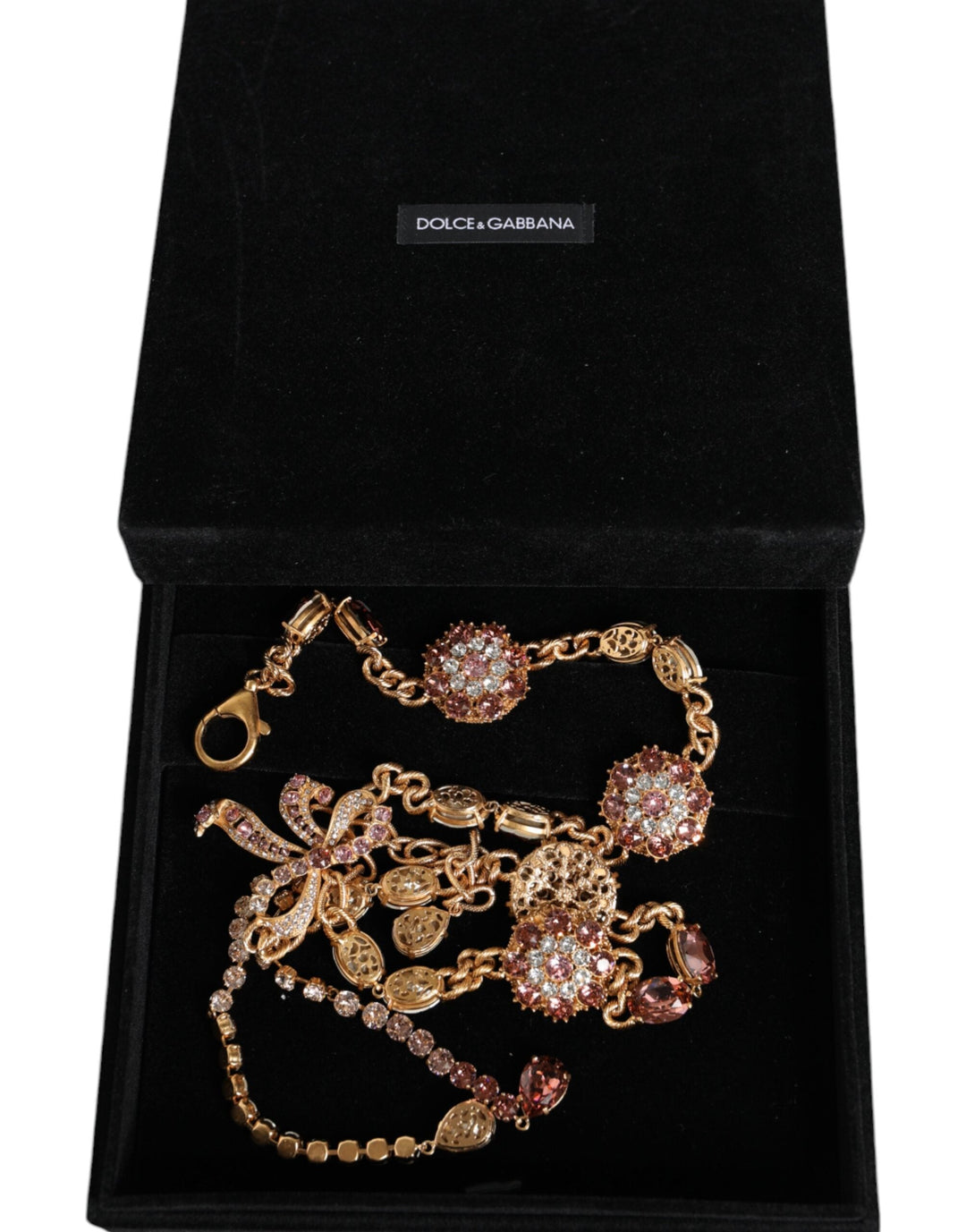Women’s Dolce &amp; Gabbana Gold Tone Brass Crystal Embellished Waist Chain Belt