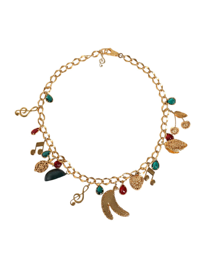 Women’s Dolce &amp; Gabbana Gold Tone Brass Fruity Crystal Embellished Waist Chain Belt