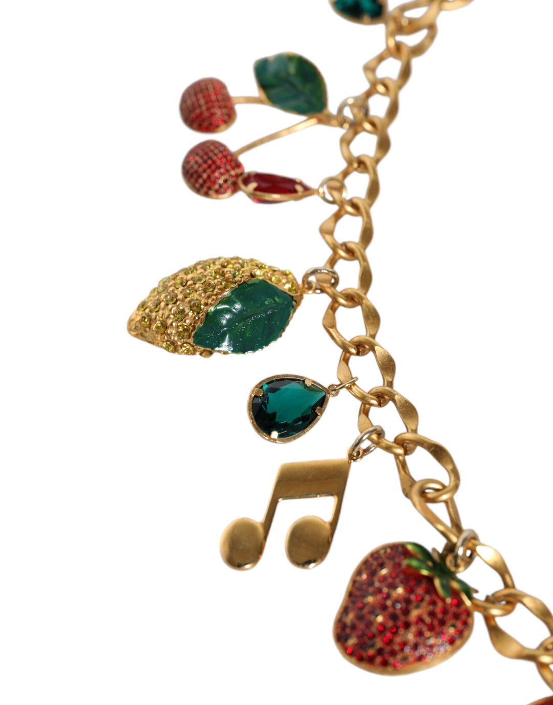 Women’s Dolce &amp; Gabbana Gold Tone Brass Fruity Crystal Embellished Waist Chain Belt