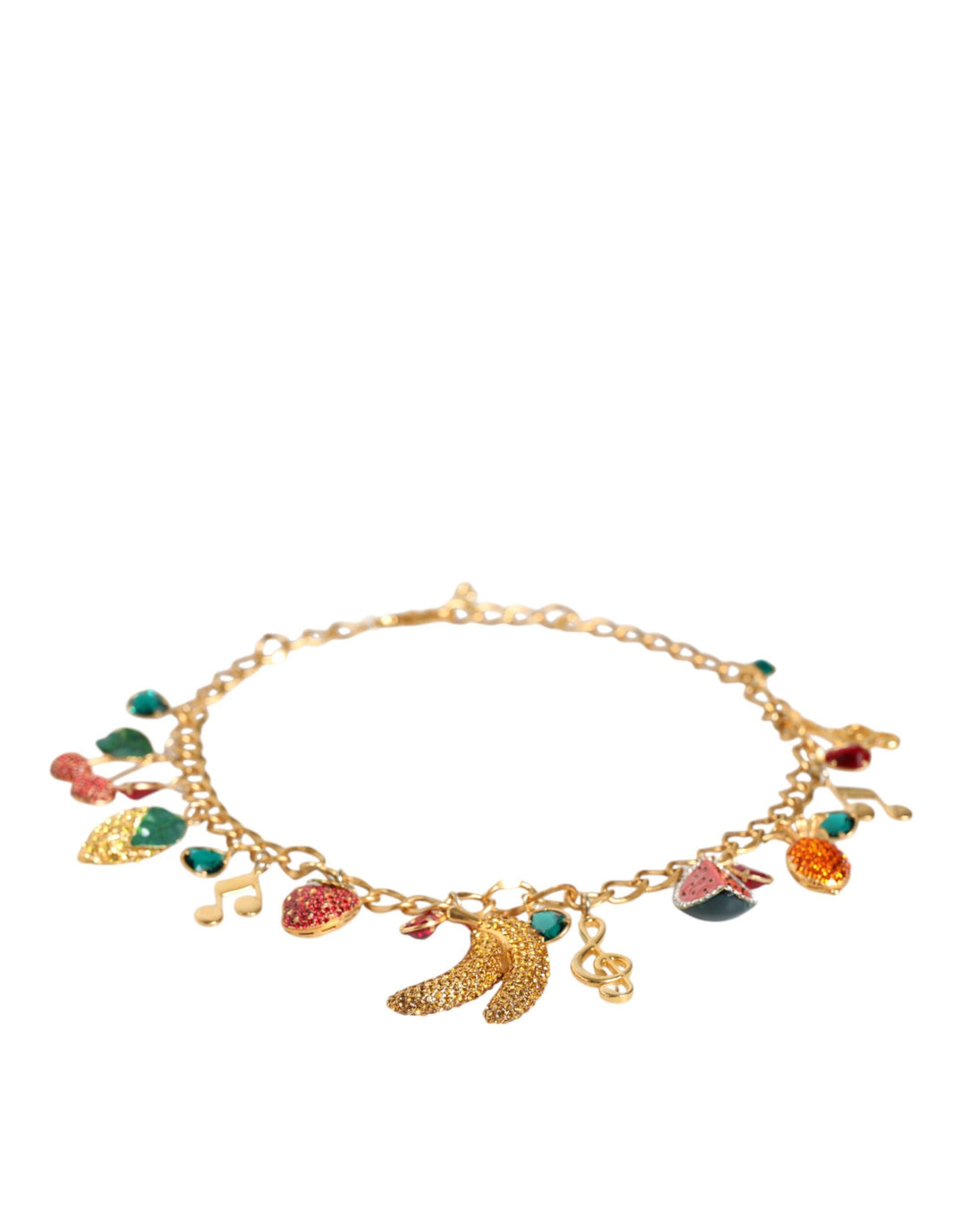 Women’s Dolce &amp; Gabbana Gold Tone Brass Fruity Crystal Embellished Waist Chain Belt