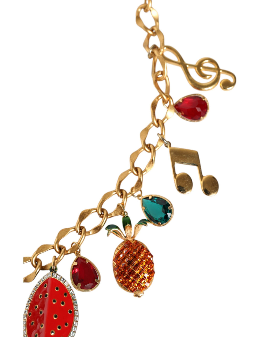 Women’s Dolce &amp; Gabbana Gold Tone Brass Fruity Crystal Embellished Waist Chain Belt