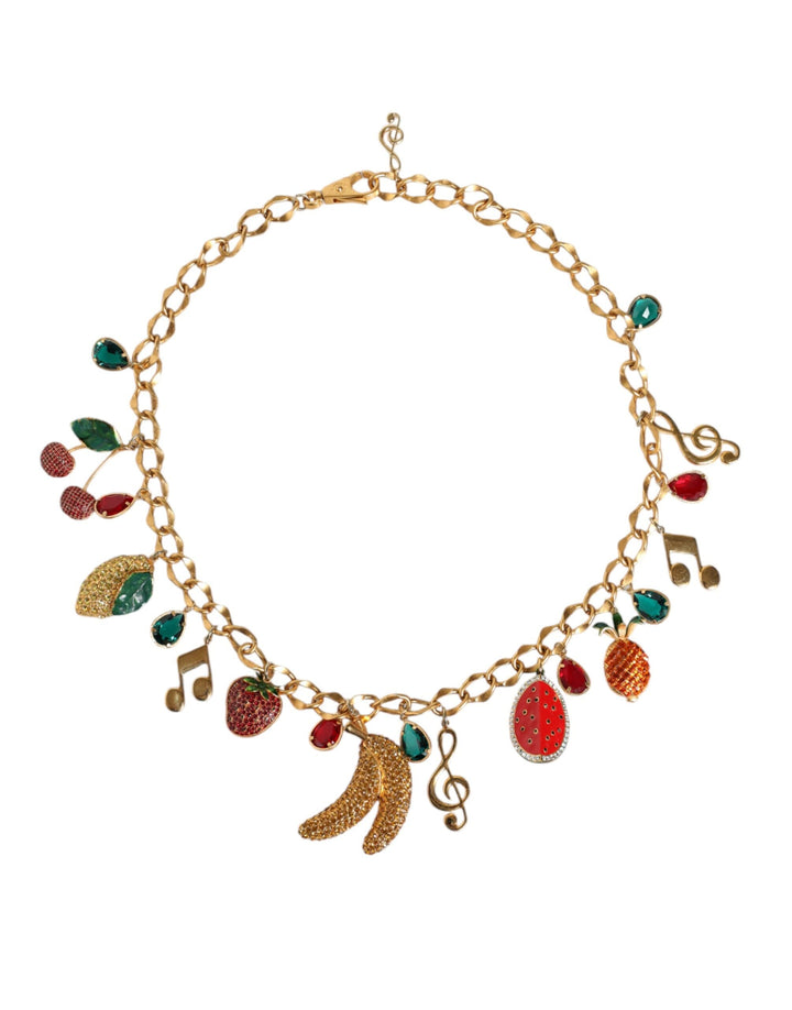 Women’s Dolce &amp; Gabbana Gold Tone Brass Fruity Crystal Embellished Waist Chain Belt