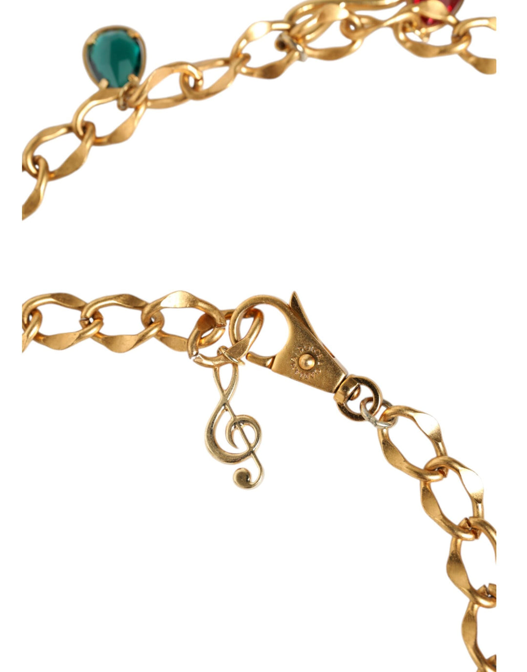 Women’s Dolce &amp; Gabbana Gold Tone Brass Fruity Crystal Embellished Waist Chain Belt