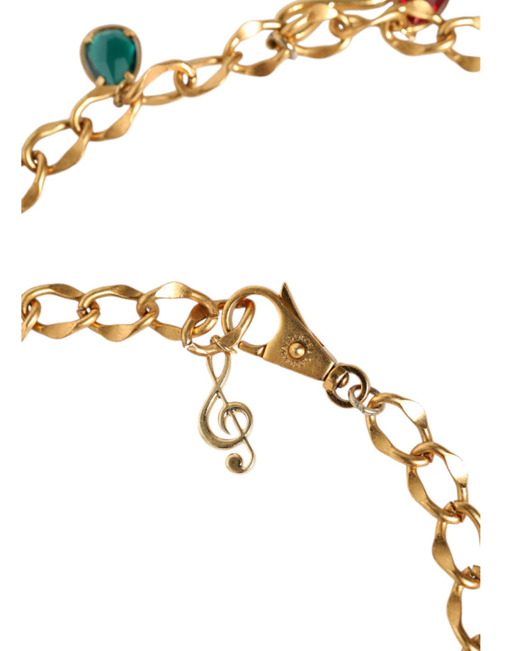 Women’s Dolce &amp; Gabbana Gold Tone Brass Fruity Crystal Embellished Waist Chain Belt