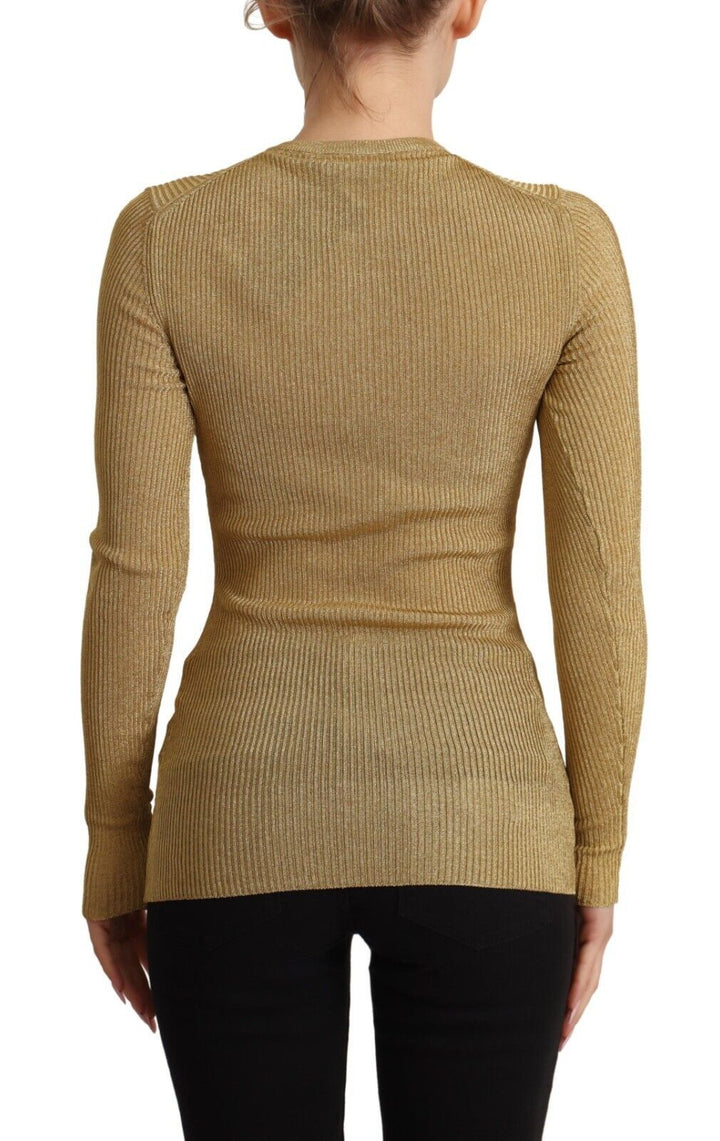 Women’s Dolce &amp; Gabbana Gold Viscose Blend Buttons Cardigan Sweater