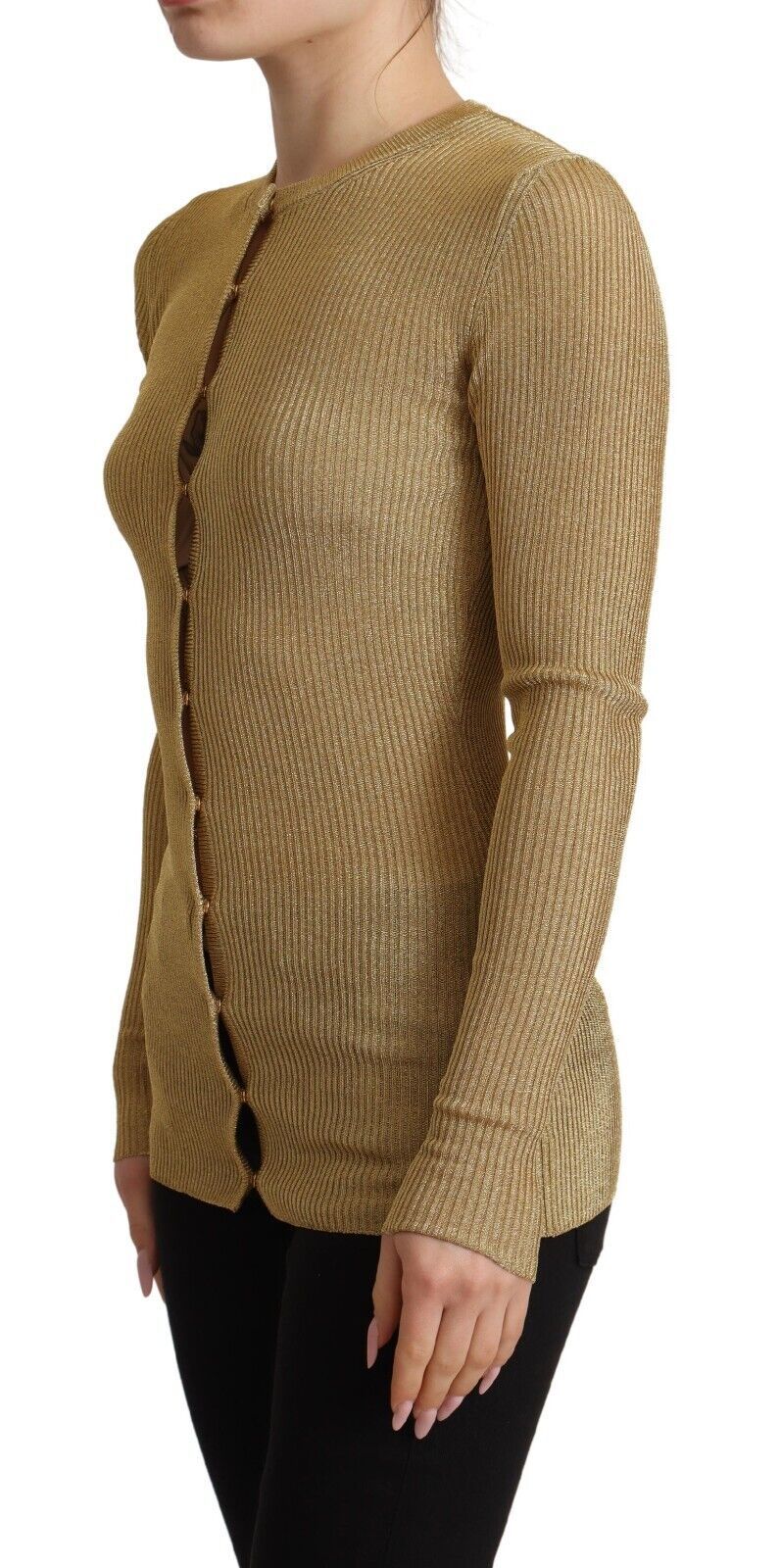 Women’s Dolce &amp; Gabbana Gold Viscose Blend Buttons Cardigan Sweater