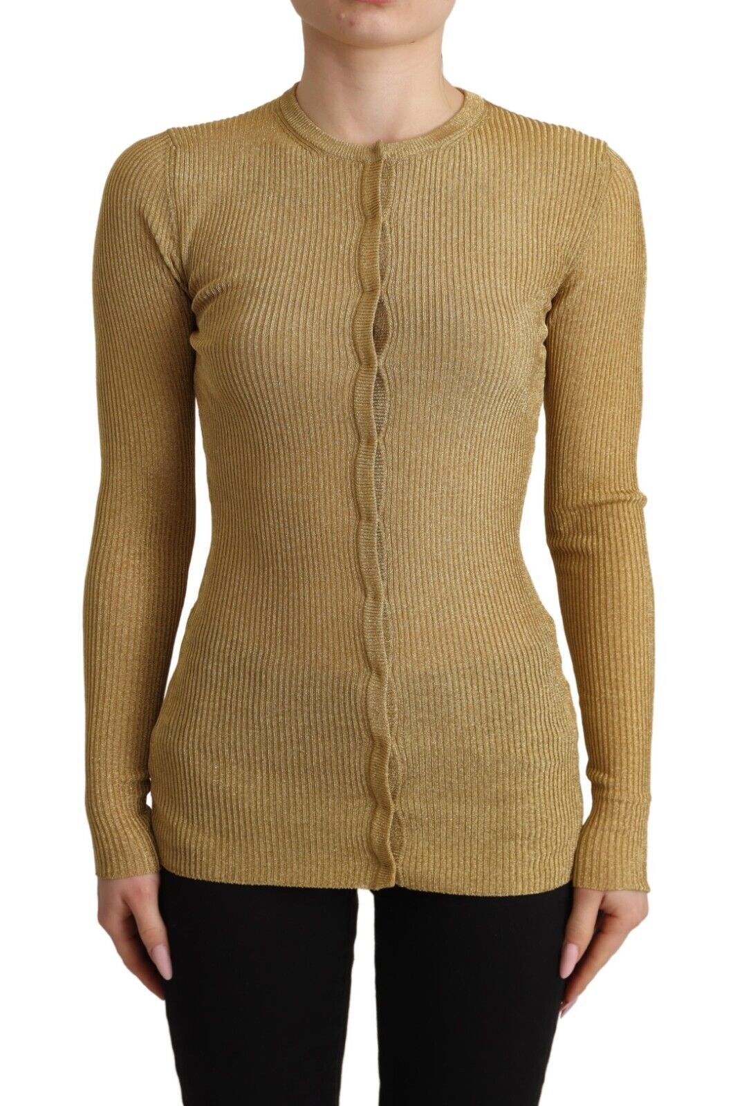 Women’s Dolce &amp; Gabbana Gold Viscose Blend Buttons Cardigan Sweater