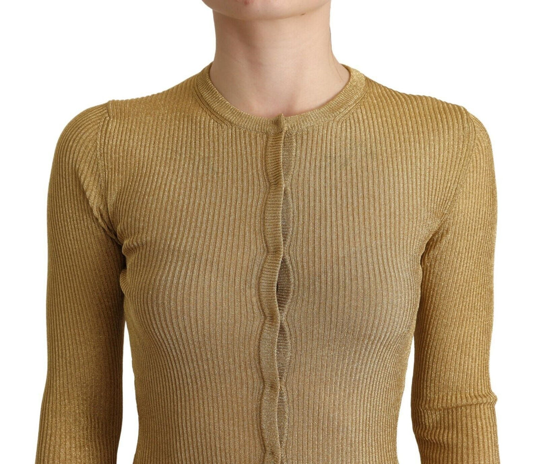 Women’s Dolce &amp; Gabbana Gold Viscose Blend Buttons Cardigan Sweater