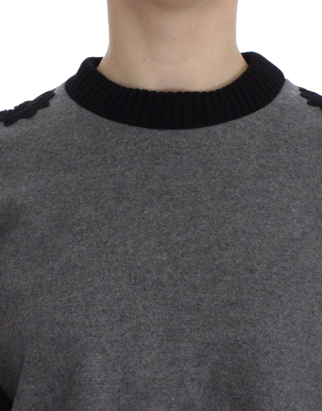 Women’s Dolce &amp; Gabbana Gray Black Lace Wool Cashmere Sweater