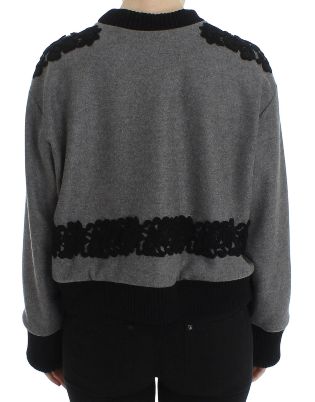 Women’s Dolce &amp; Gabbana Gray Black Lace Wool Cashmere Sweater