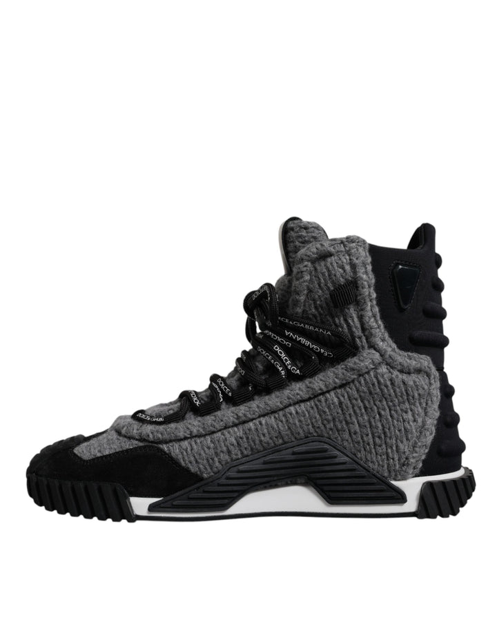 Dolce &amp; Gabbana Gray Black NS1 High Top Boots Sneakers Shoes