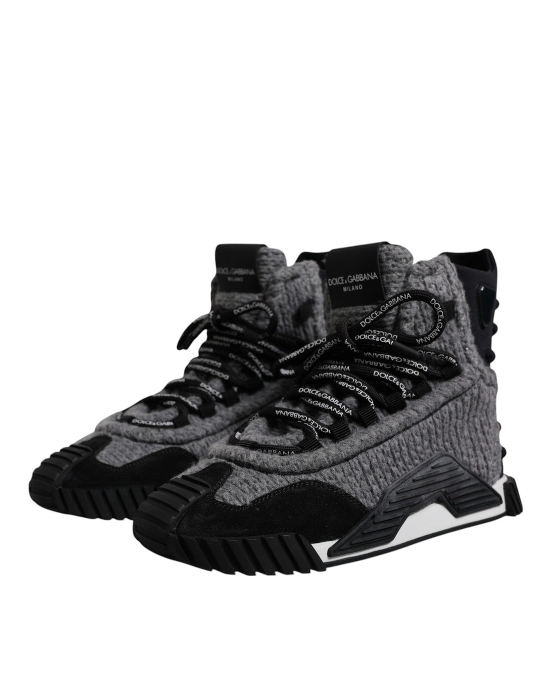 Dolce &amp; Gabbana Gray Black NS1 High Top Boots Sneakers Shoes