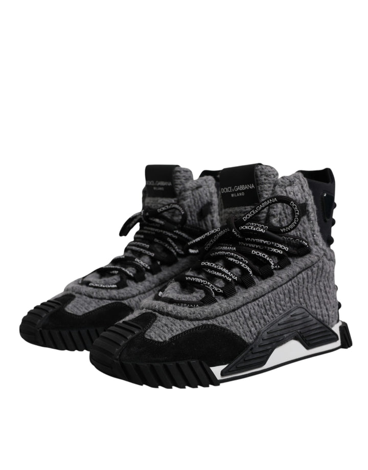 Dolce &amp; Gabbana Gray Black NS1 High Top Boots Sneakers Shoes
