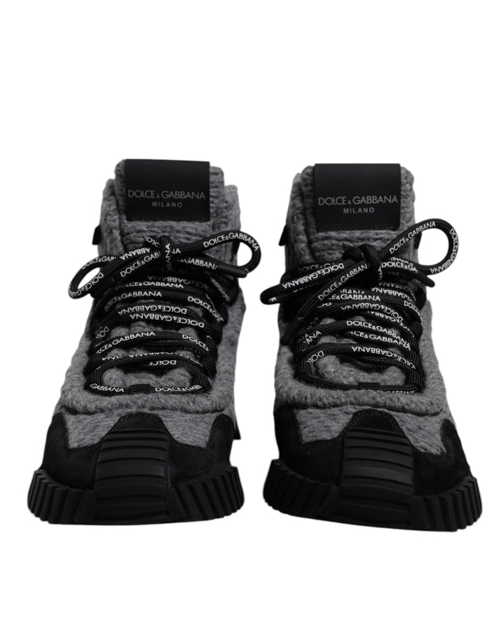 Dolce &amp; Gabbana Gray Black NS1 High Top Boots Sneakers Shoes