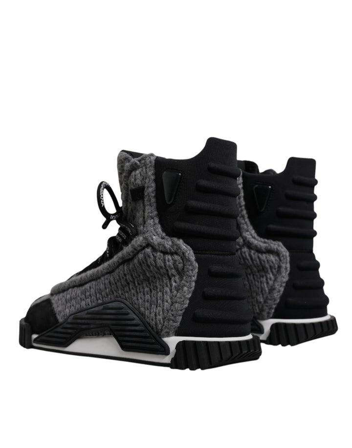 Dolce &amp; Gabbana Gray Black NS1 High Top Boots Sneakers Shoes