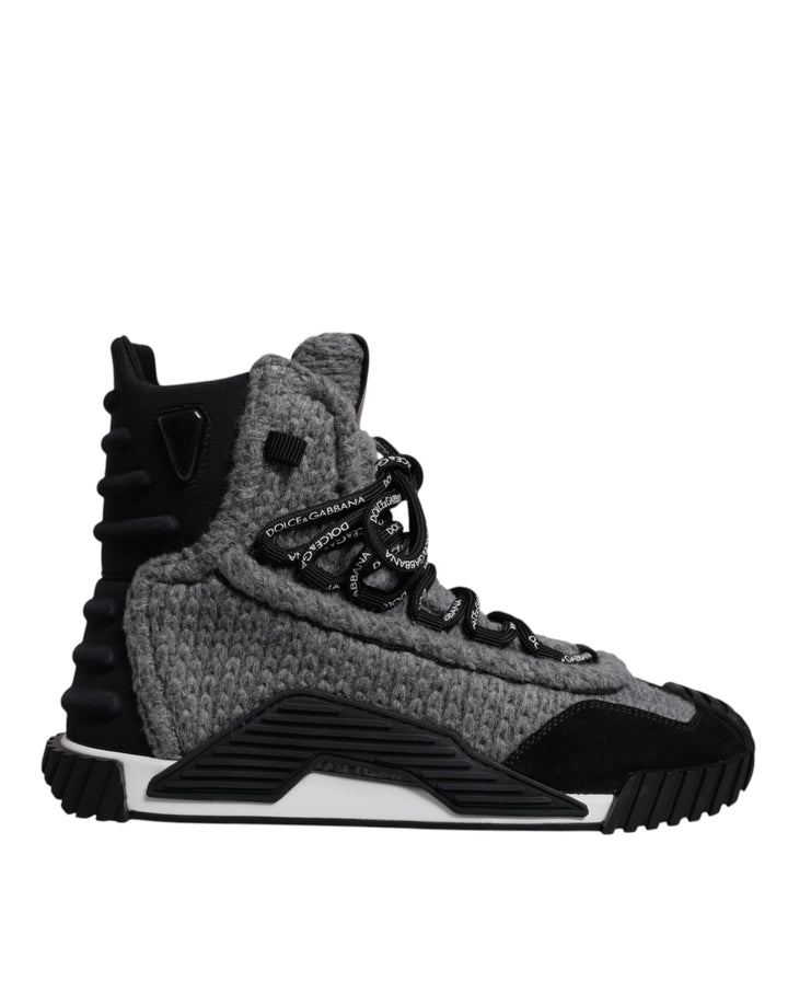 Dolce &amp; Gabbana Gray Black NS1 High Top Boots Sneakers Shoes