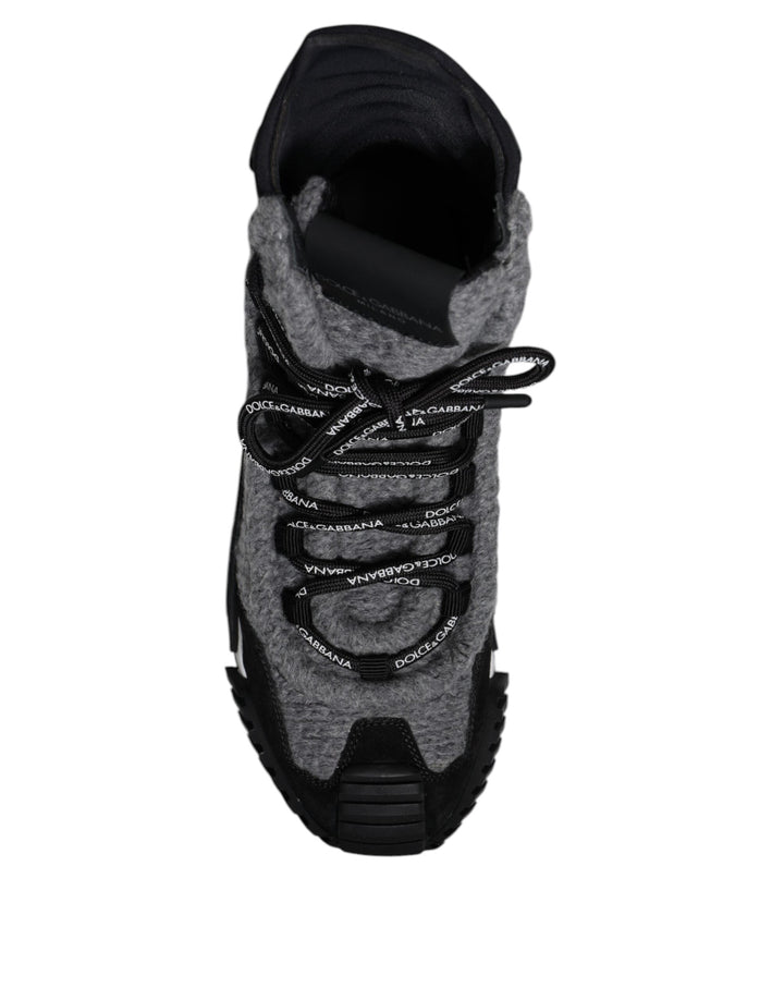 Dolce &amp; Gabbana Gray Black NS1 High Top Boots Sneakers Shoes
