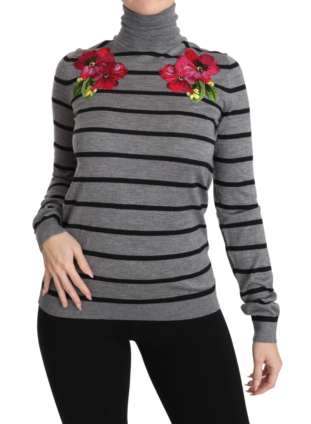 Women’s Dolce &amp; Gabbana Gray Cashmere Silk Turtleneck Sweater