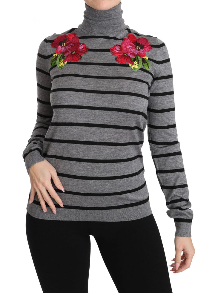 Women’s Dolce &amp; Gabbana Gray Cashmere Silk Turtleneck Sweater