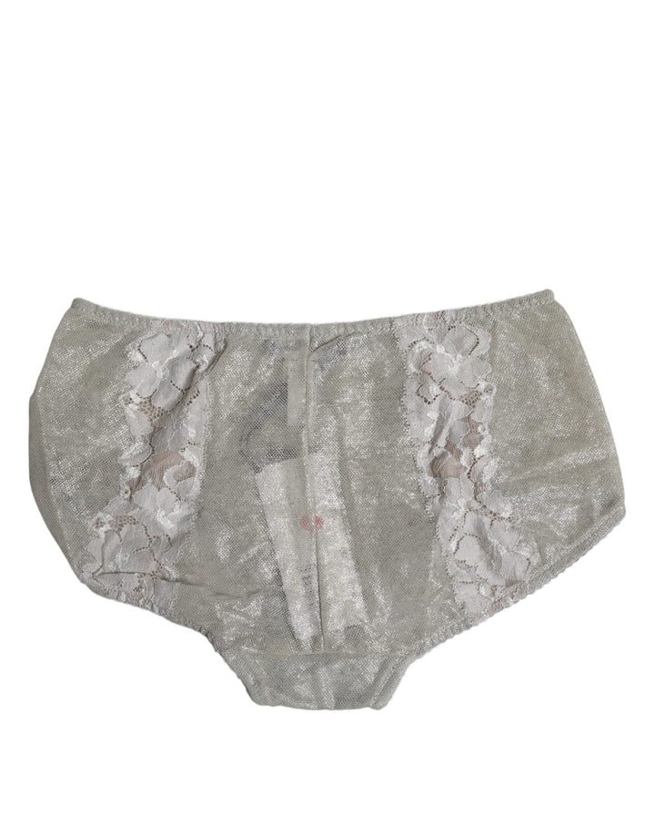 Women’s Dolce &amp; Gabbana Gray Cotton Floral Lace High Waist Panty Underwear