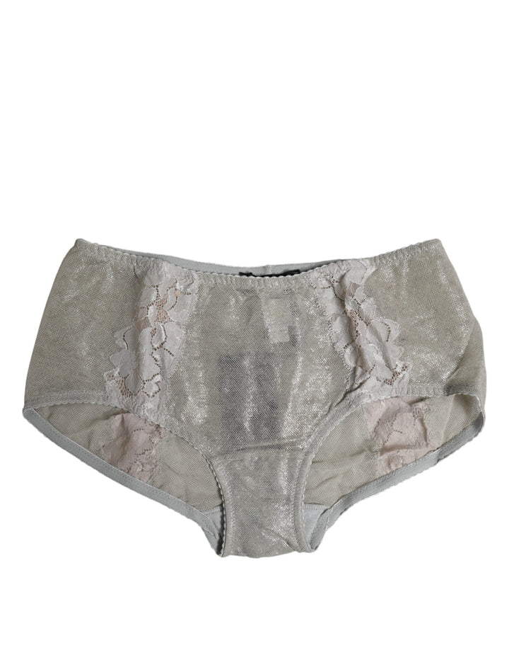 Women’s Dolce &amp; Gabbana Gray Cotton Floral Lace High Waist Panty Underwear