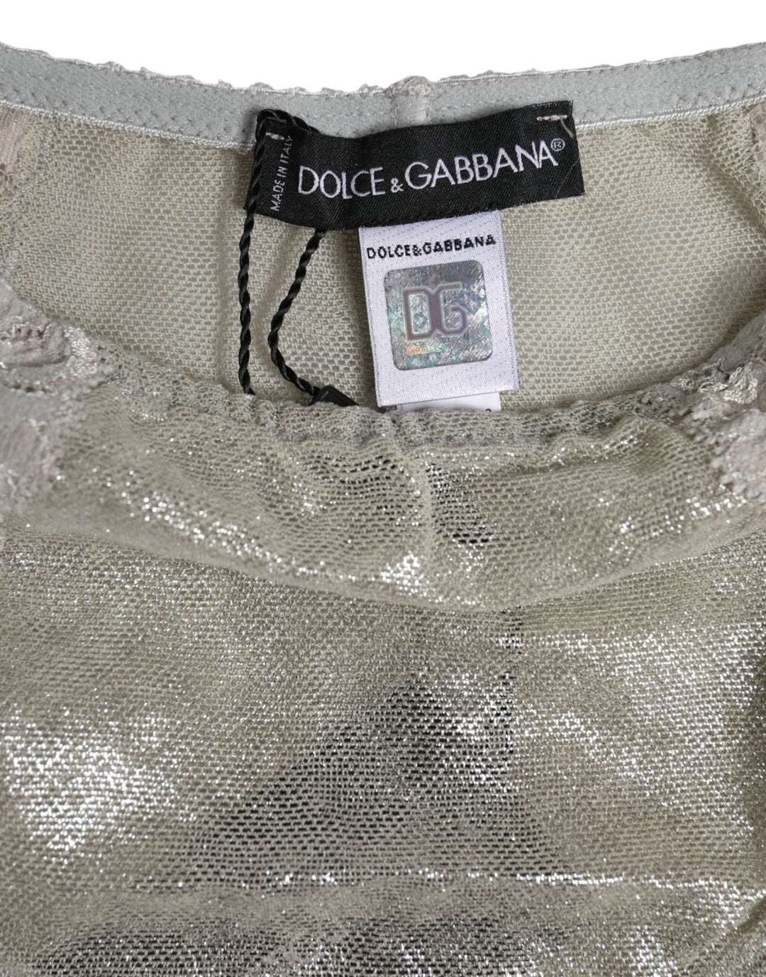 Women’s Dolce &amp; Gabbana Gray Cotton Floral Lace High Waist Panty Underwear
