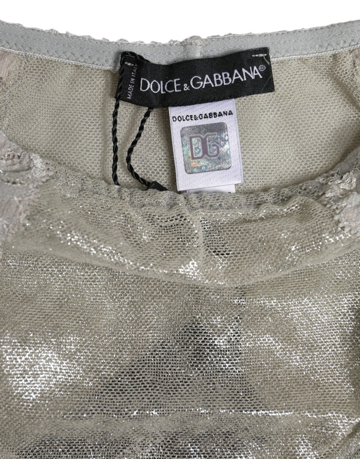 Women’s Dolce &amp; Gabbana Gray Cotton Floral Lace High Waist Panty Underwear