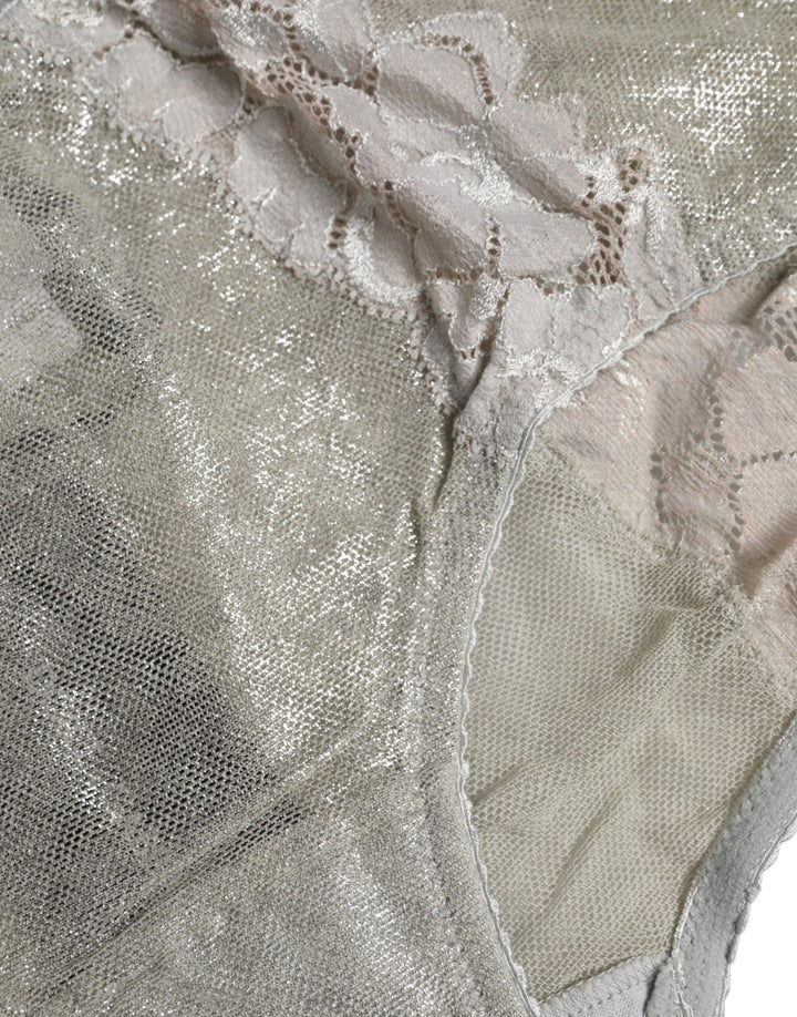 Women’s Dolce &amp; Gabbana Gray Cotton Floral Lace High Waist Panty Underwear