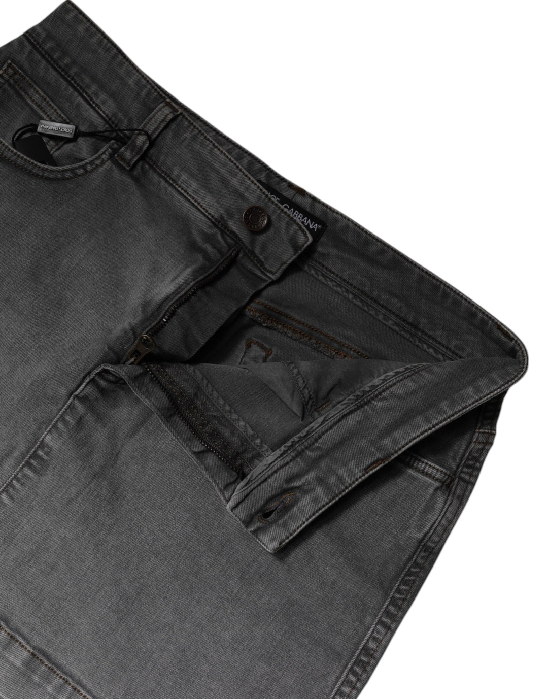 Dolce &amp; Gabbana Gray Cotton Stretch Mid Waist Denim Mini Skirt