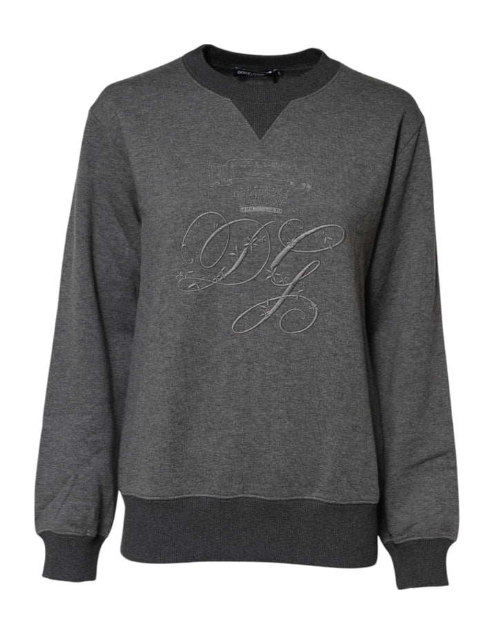 Women’s Dolce &amp; Gabbana Gray Dg Logo Embroidered Pullover Sweater