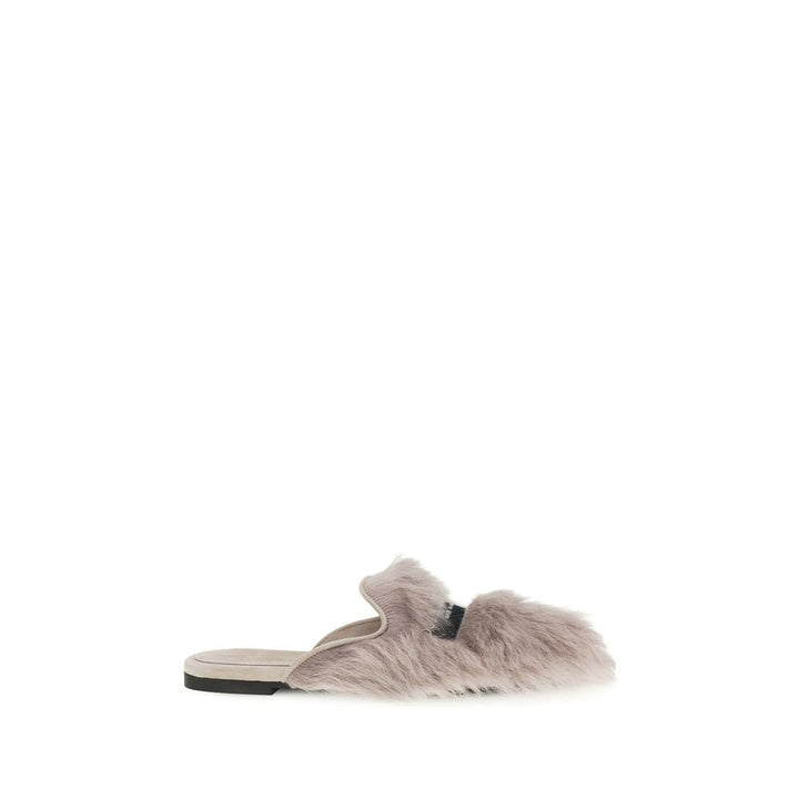 Women’s Dolce &amp; Gabbana Gray Lamb Ovis Aries Mules