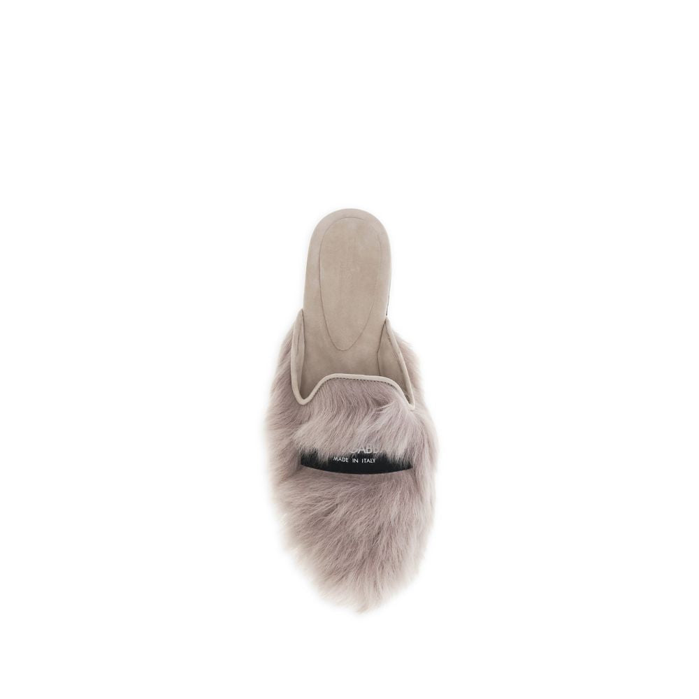 Women’s Dolce &amp; Gabbana Gray Lamb Ovis Aries Mules